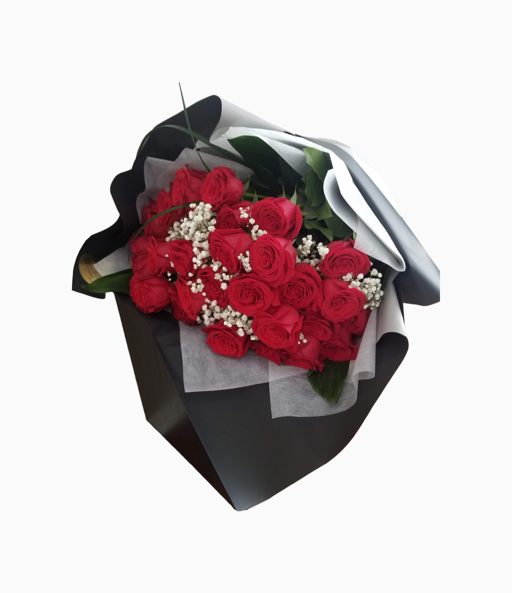 24 Red Rose Hand Tied Bouquet