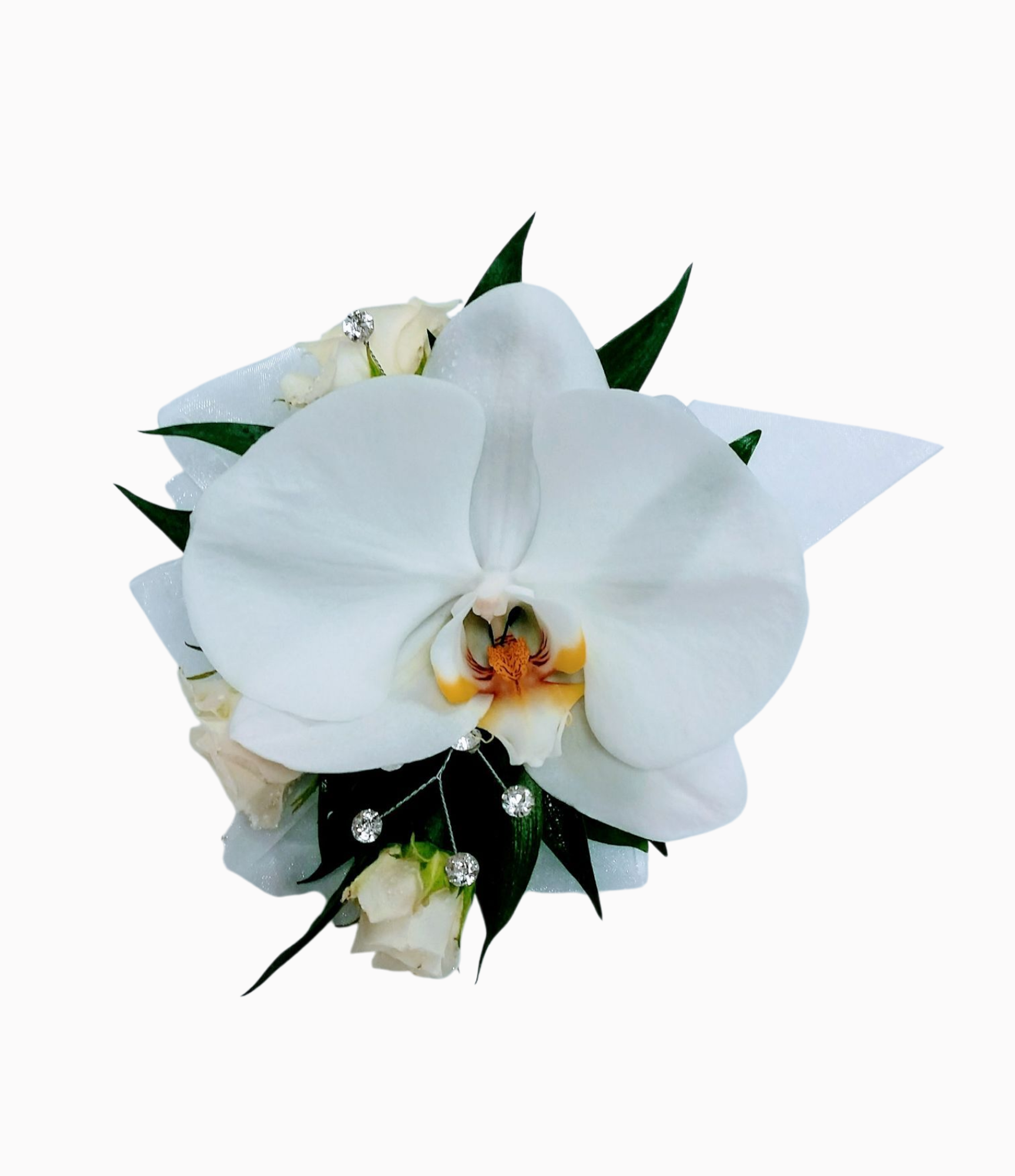 White Orchid with Mini Roses Corsage